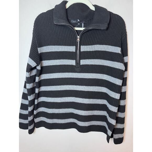 English Factory STRIPED HALF-ZIP SWEATER Grey/black Womens Sz XS NEW - Picture 4 of 15